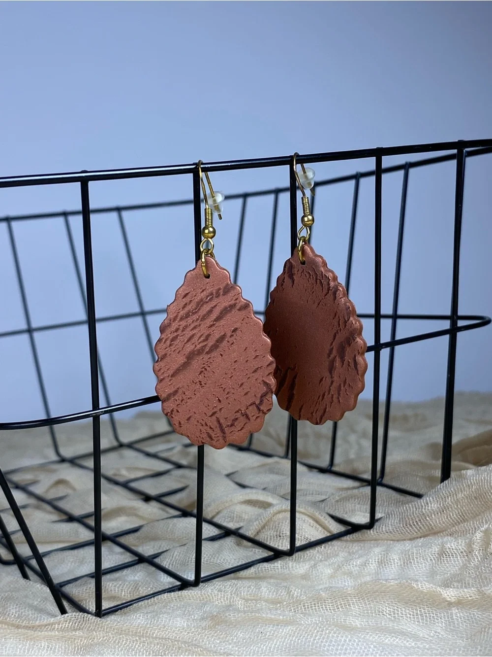 Handcrafted Brown Teardrop Dangle Earrings